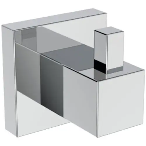 Chromfarbener Handtuchhaken von Ideal Standard in kubischer Form, mit einer klaren, geraden Linienführung und einer glatten Oberfläche.